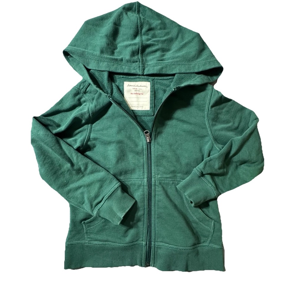Hanna Andersson 5 Kids Deep Green Sweatshirt Hoodie Cotton Preowned